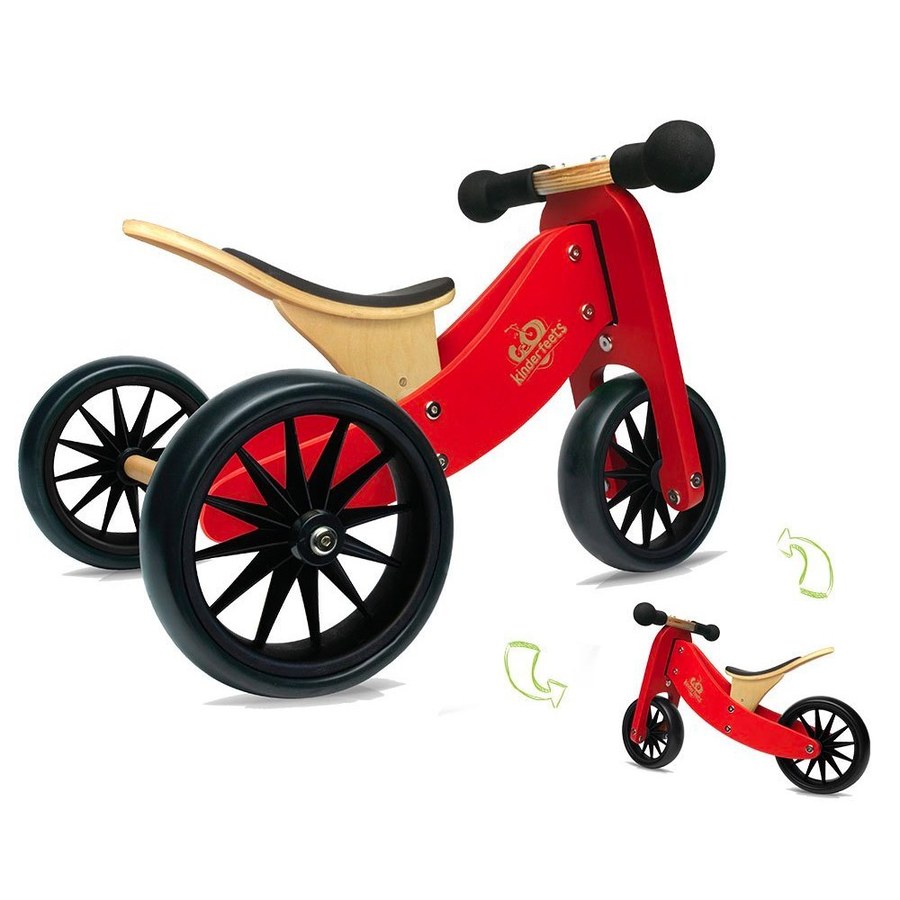 Kinderfeets 美國木製平衡滑步車/教具車-初心者三輪系列(紅魔法)