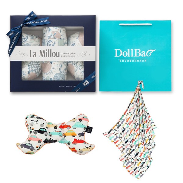 【彌月禮盒】La Millou 豆豆天使枕+竹纖涼感巾(多款可選)-附禮盒包裝+送禮提袋