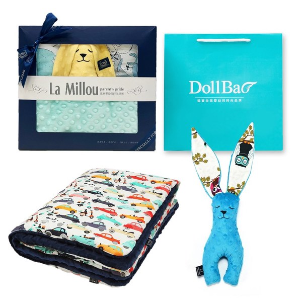 【彌月禮盒】La Millou 暖膚豆豆毯標準款+豆豆安撫兔23cm(多款可選)-附禮盒包裝+送禮提袋