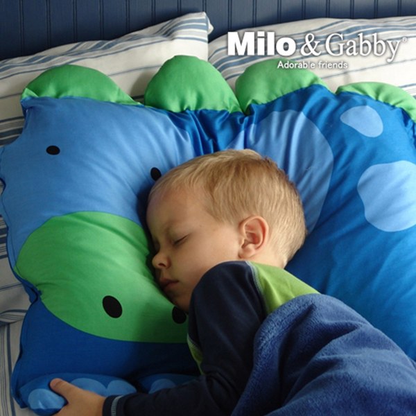 Milo & Gabby 動物好朋友-超細纖維防蟎大枕心+枕套組(DYLAN恐龍)