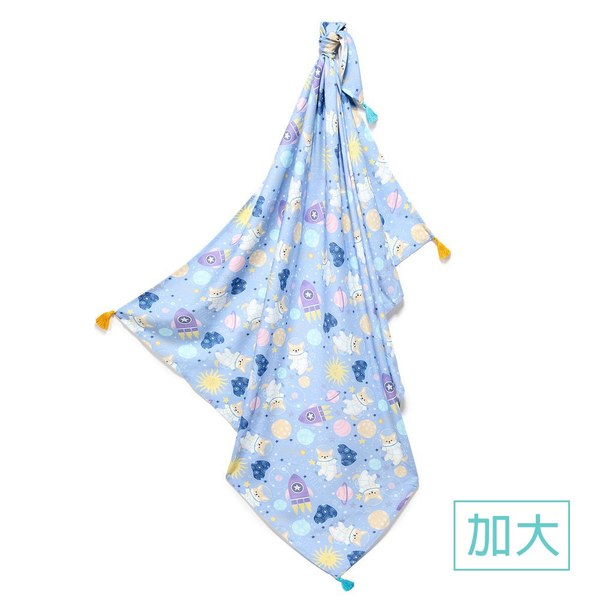 La Millou 包巾-竹纖涼感巾(加大)_140x110cm-星空胖柯基(藍底)