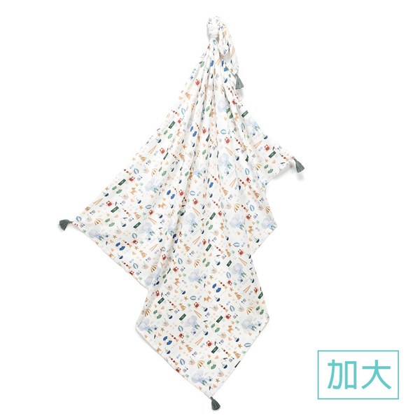 La Millou 包巾-竹纖涼感巾(加大)_140x110cm-海灘小象(藍)