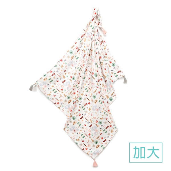 La Millou 包巾-竹纖涼感巾(加大)_140x110cm-海灘小象(紅)