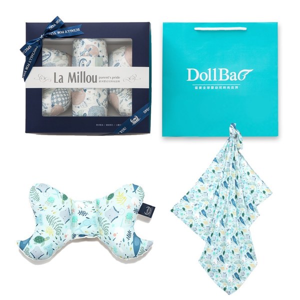 【彌月禮盒】La Millou 豆豆天使枕+竹纖涼感巾(多款可選)-附禮盒包裝+送禮提袋