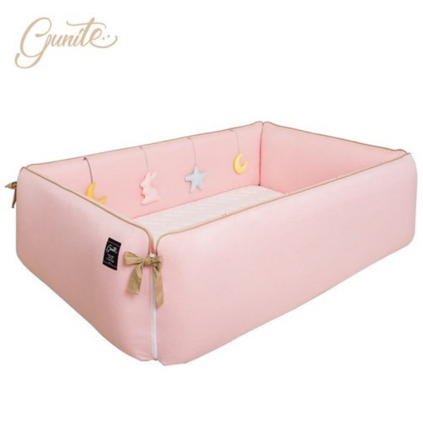 【gunite】落地式沙發嬰兒陪睡床0-6歲(巴黎粉)