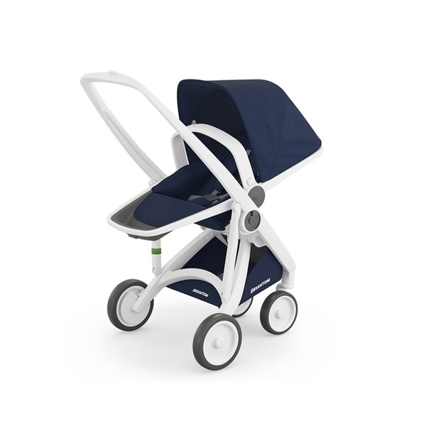 荷蘭Greentom Reversible雙向款-經典嬰兒推車(時尚白+知性藍)