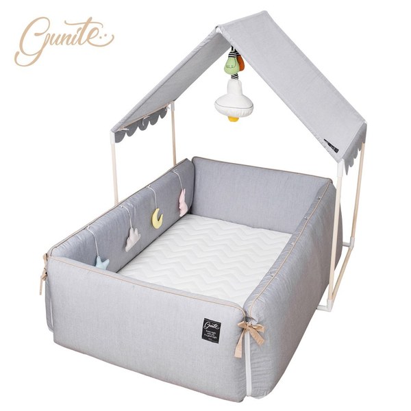 【gunite】沙發安撫床全套組0-6歲_落地式嬰兒床_幼幼床(北歐灰)