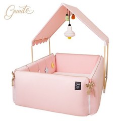 【原售價$13800】【gunite】落地式沙發嬰兒陪睡床0-6歲_屋頂全套組(巴黎粉)
