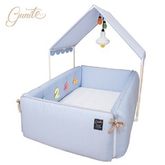 【gunite】沙發安撫床全套組0-6歲_落地式嬰兒床_幼幼床(丹麥藍)