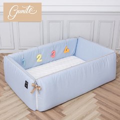 gunite落地式沙發嬰兒陪睡床0-6歲(床圍布套四件組)-丹麥藍