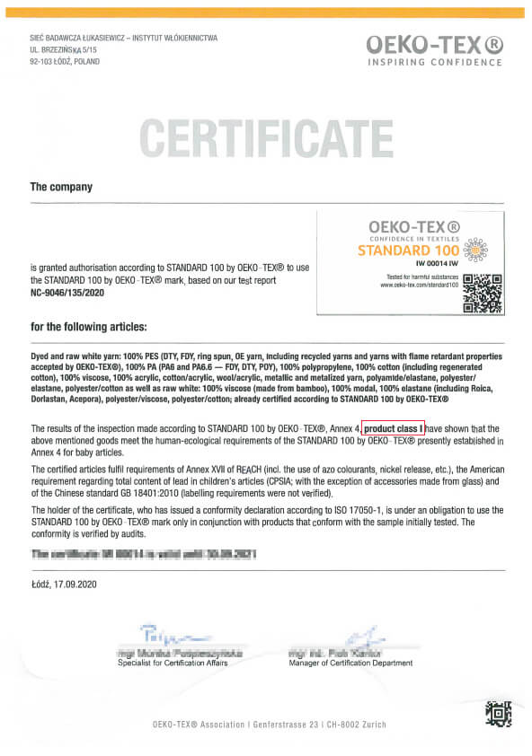 La Millou竹纖涼感巾包巾經Oeko-Tex Standard100生態無毒紡織品認證